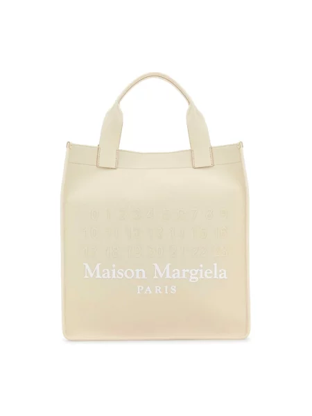 Shopperka Maison Margiela skórzana beżowa