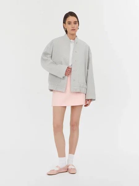 Шерстяной бомбер Fashionista серый