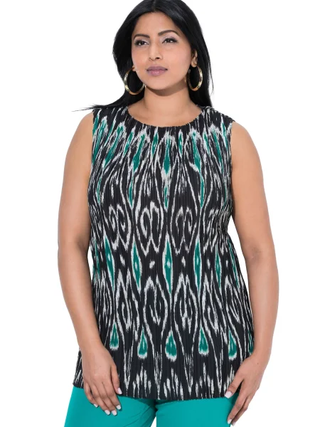 Ulla Popken Top verde jad / negru alb