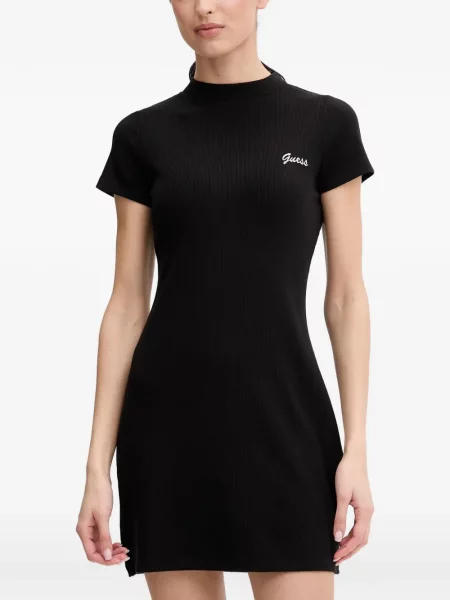 Rochie mini Guess cu broderie tricotate negru