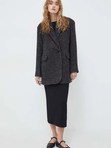 Herskind płaszcz wełniany szary przejściowy