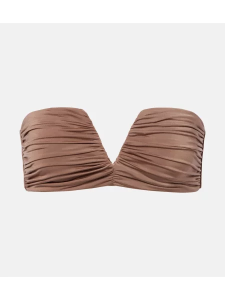 Top Jade Swim cu volane maro