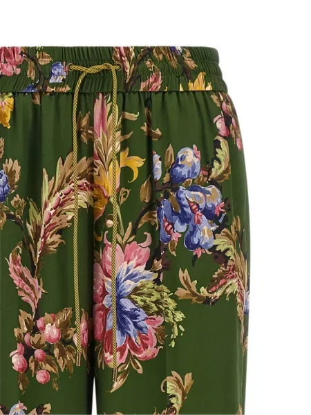 Pantaloni Etro cu model floral cu imagine verde