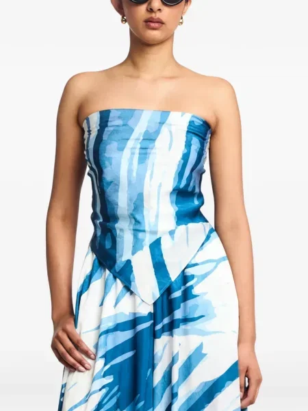 Top Diarrablu cu imagine cu imprimeu abstract albastru