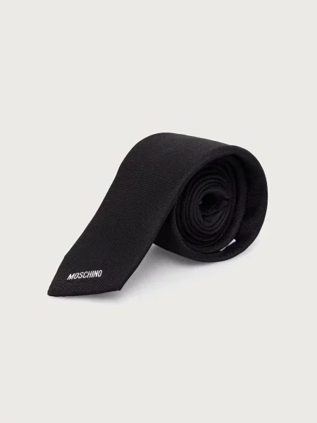 Moschino cravată pentru bărbați de mătase negru
