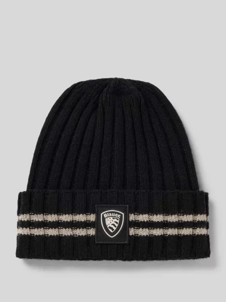Czapka beanie z mieszanki i kaszmiru Blauer czarna