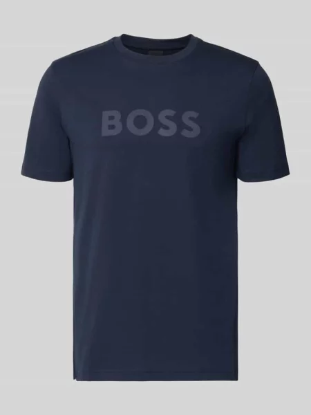 T-shirt o kroju regular fit z czystej bawełny model Te_Logo' Boss Orange niebieska