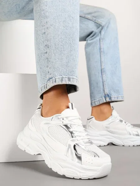 Sneakers Natiselle cu argintiu alb