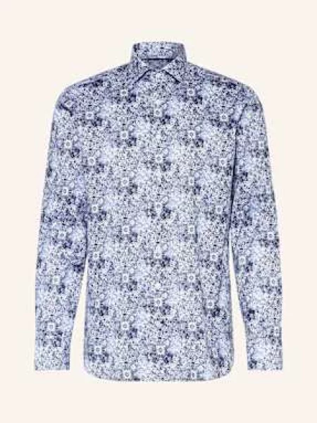 Olymp Signature Košile Signature Tailored Fit modrá/ černošedá bílá