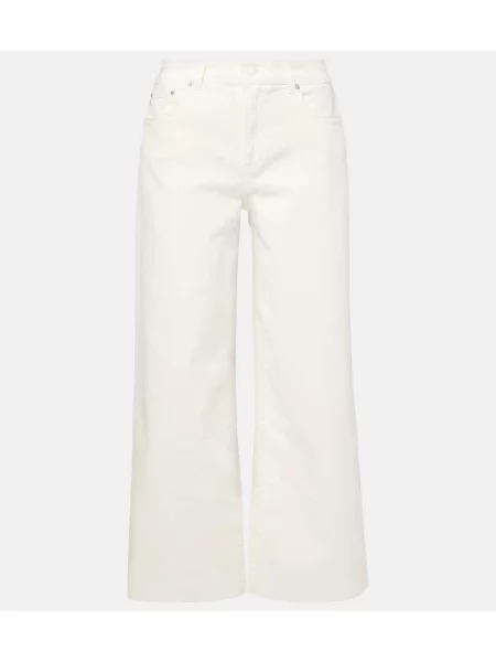 Široke kavbojke Ag Jeans z visokim pasom bela