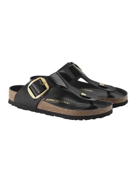 Klapki Birkenstock skórzane na sprzączkę czarne