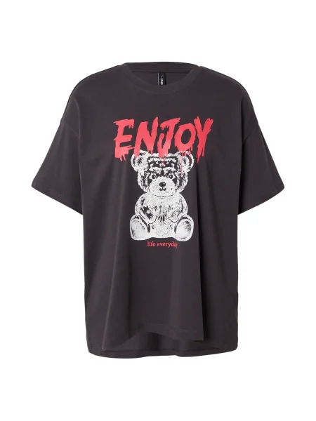 ONLY Tricou roșu rodie / negru alb