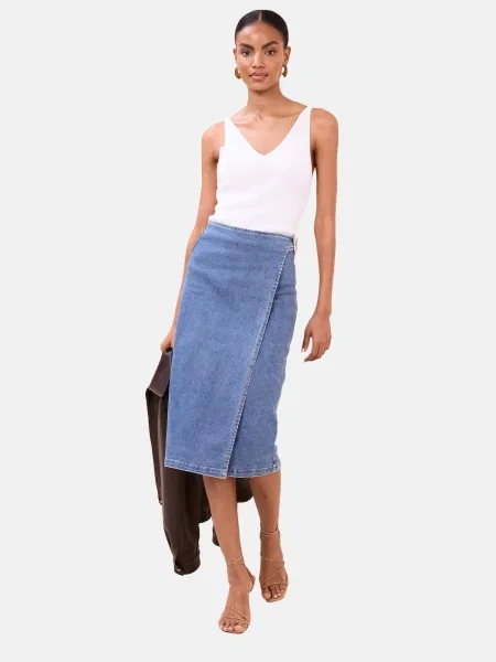 Lipsy Fustă denim albastru