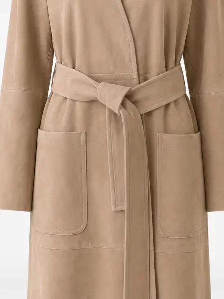 Cu centură palton Max Mara din piele de căprioară