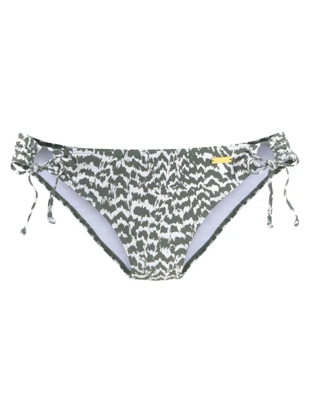 LASCANA Slip costum de baie kaki alb