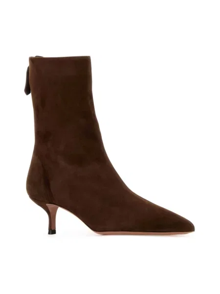 Buty do kostki Aquazzura zamszowe o krotszym kroju eleganckie brązowe