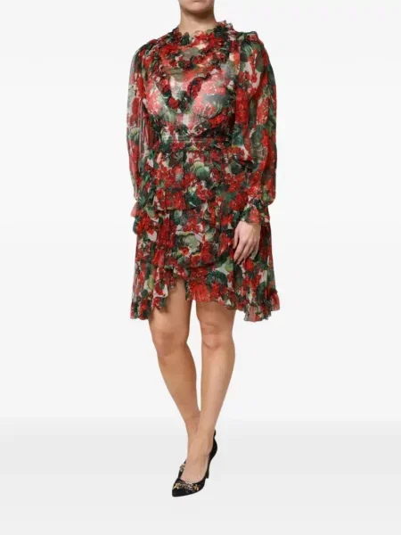 Rochie Dolce & Gabbana cu model floral cu imagine roșu