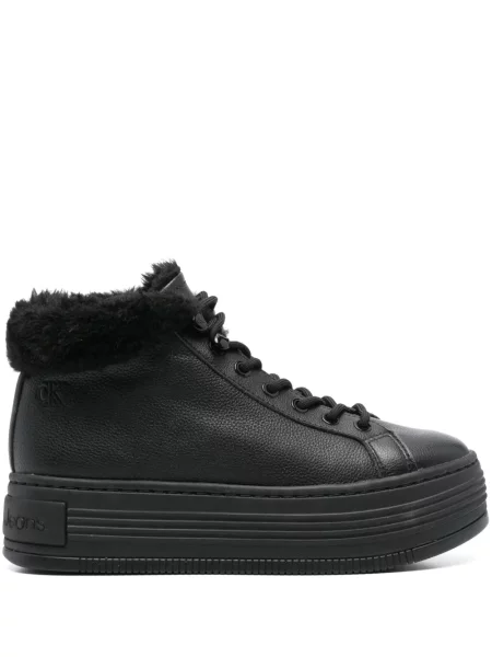 Sneakerși Calvin Klein Jeans din piele negru