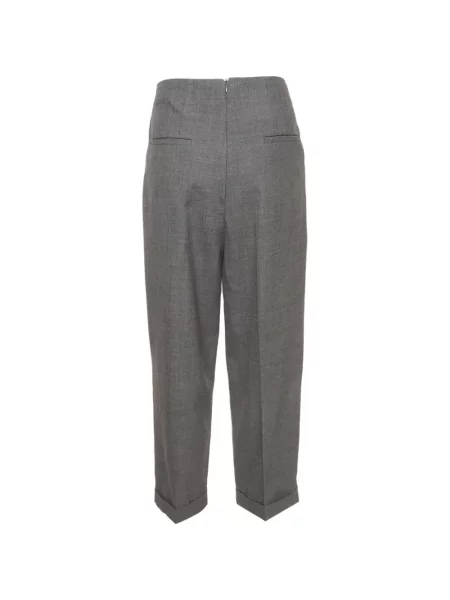 Pantaloni Sandro cu talie înaltă gri