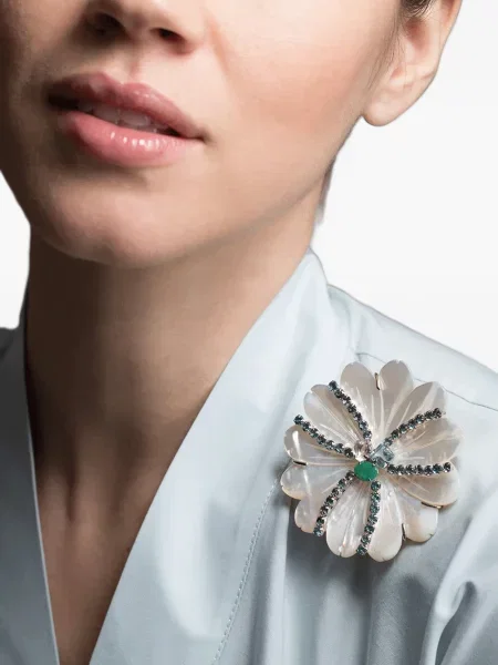Brosa Bounkit Jewelry cu perle alb