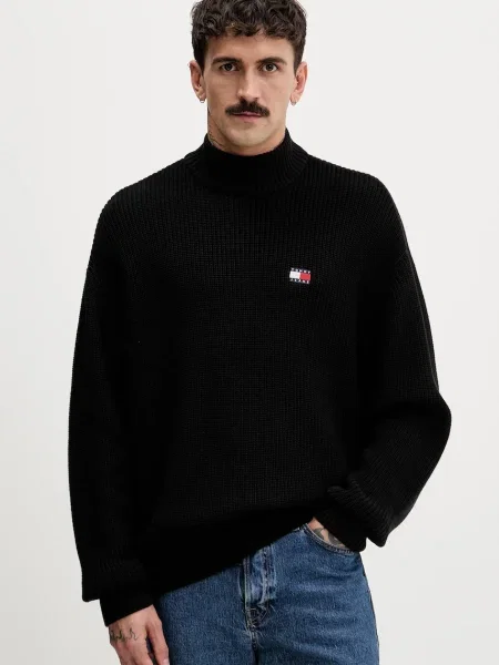 Tommy Jeans pulover de cu turtleneck negru