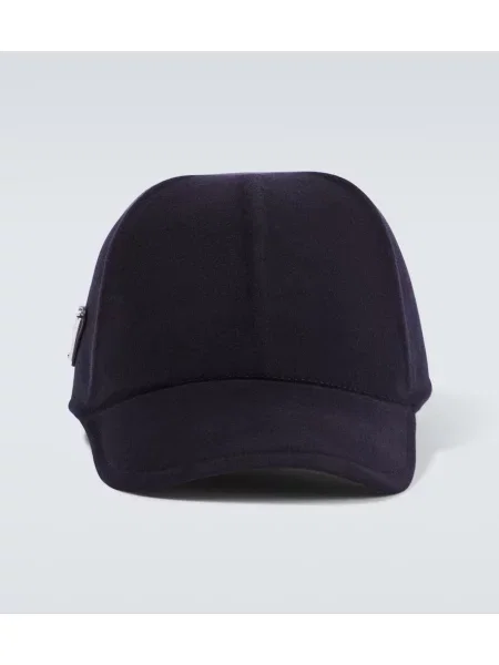 Volnena kapa s šiltom Prada modra