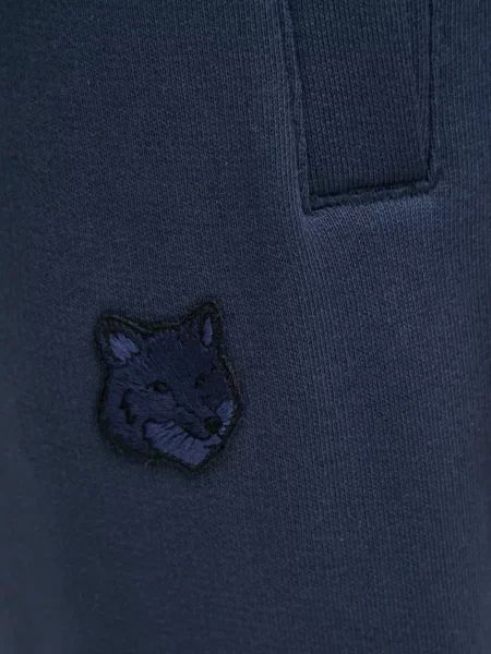 Pantaloni Maison Kitsune cu broderie alergare albastru