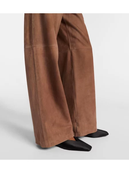 Pantaloni 's Max Mara din piele de căprioară bej