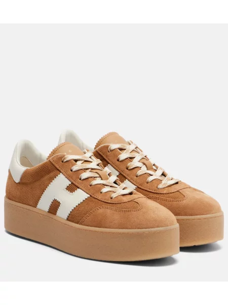 Sneakerși Hogan din piele de căprioară cu platformă maro
