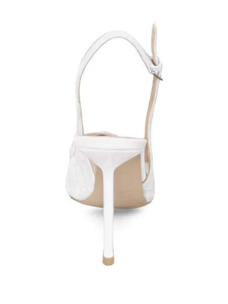 Pantofi cu toc Ninalilou din dantelă slingback alb