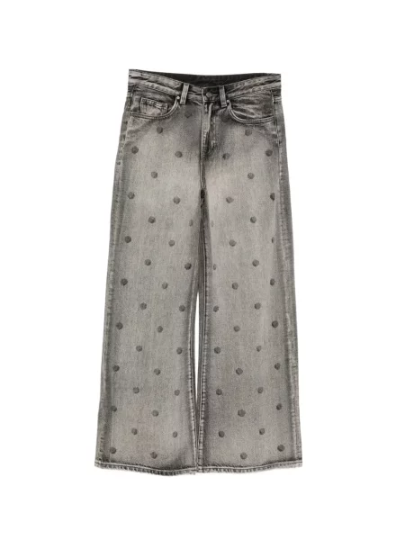 Szerokie jeansy Jnby w grochy szare