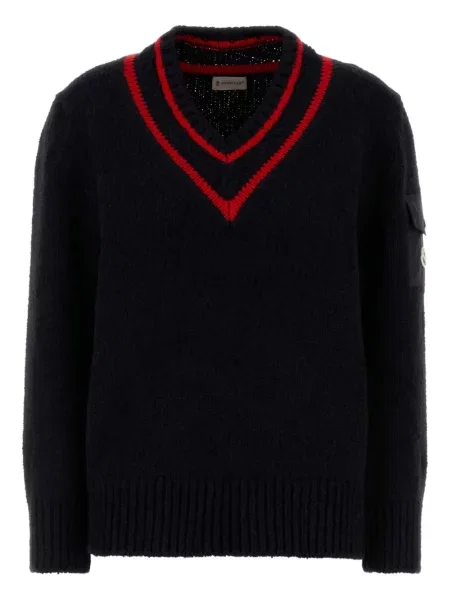 Pulover Moncler cu decolteu în V negru