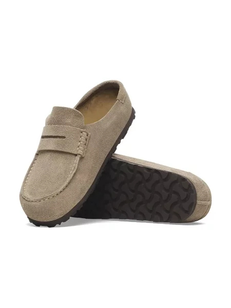 Замшевые шлепанцы Birkenstock бежевые