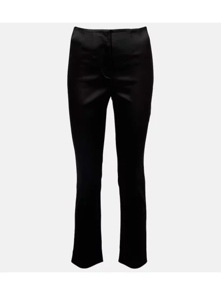 Cropp pantaloni Veronica Beard cu talie înaltă din satin negru