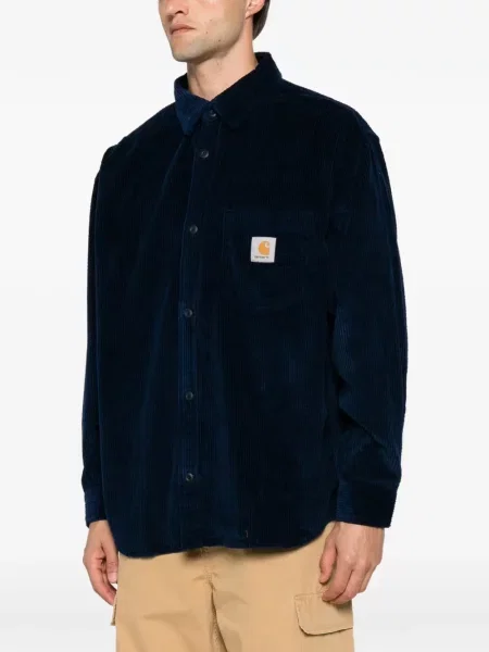 Samt košulja Carhartt Wip s autogramom plava
