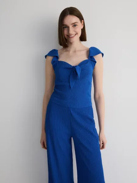 Reserved Топ на зав'язці синій