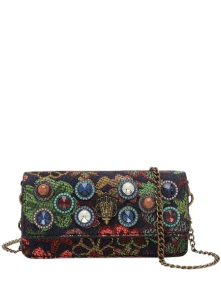 Lung geanta crossbody Kurt Geiger London cu model floral din jacard albastru