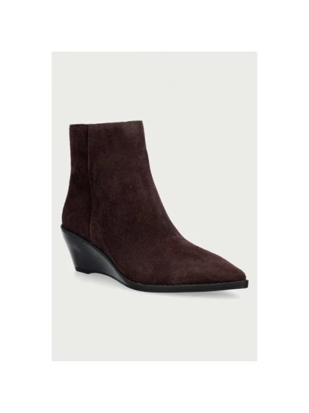 Botki Michael Kors zamszowe na koturnie brązowe