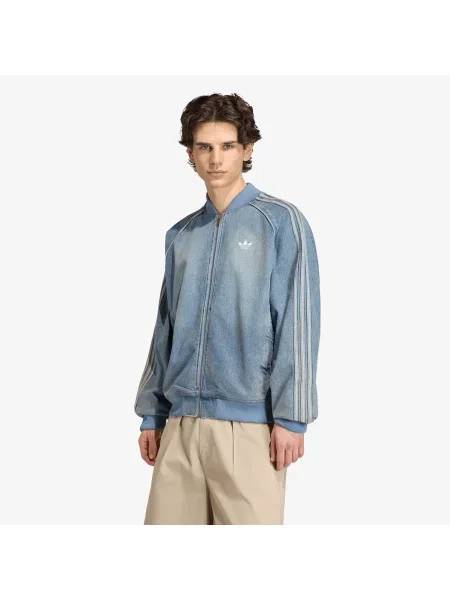 Jachetă adidas SST Adicolor Denim Tracktop Worn Blue Denim S albastru