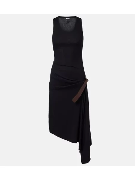 Rochie midi Loewe tricotate drapată până la genunchi negru
