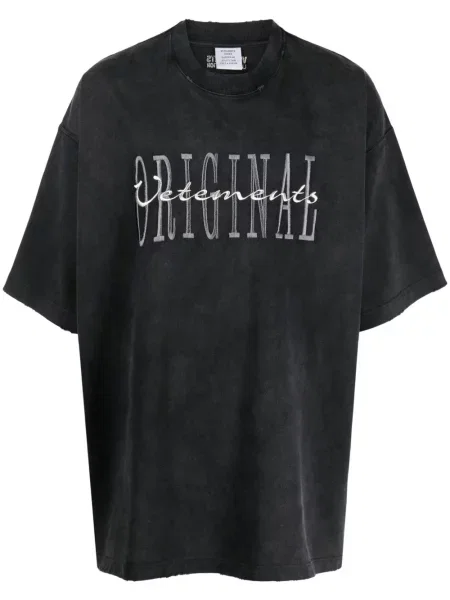 Tricou Vetements cu imagine gri