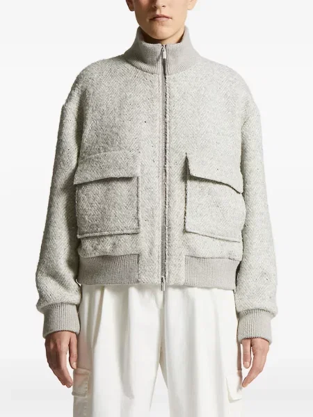 Geacă bomber Peserico cu model herringbone gri