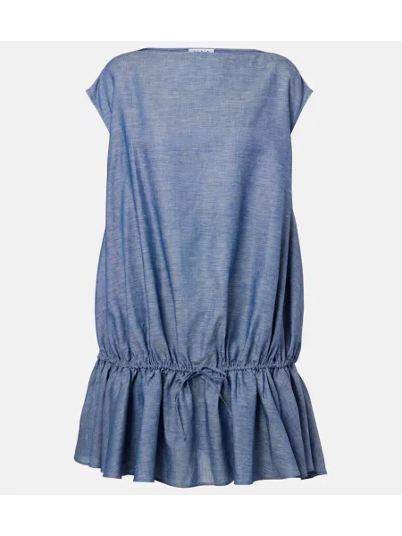 Lniana sukienka Alaïa niebieska
