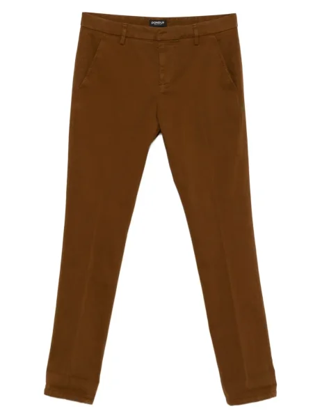 Pantaloni Dondup din țesătură twill maro