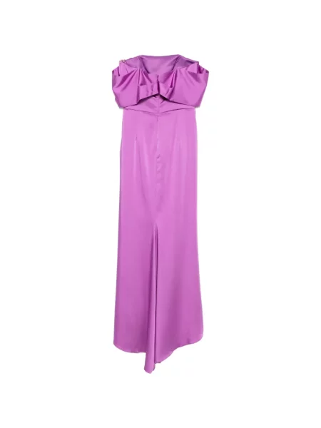 Rochie maxi Alessandro Legora drapată cu umerii deschiși violet