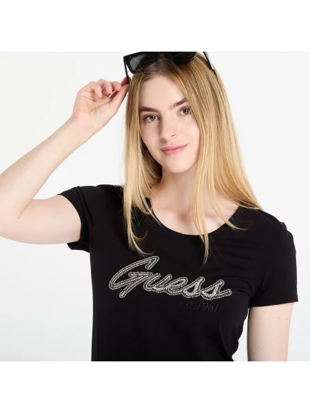 Къс тениска Guess черно