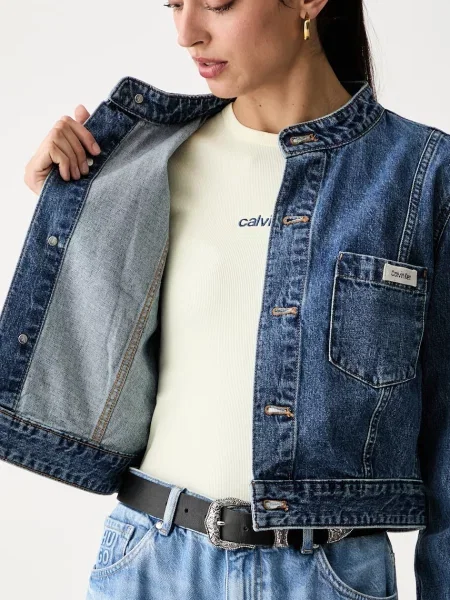 Calvin Klein Jeans яке дамско от деним синьо