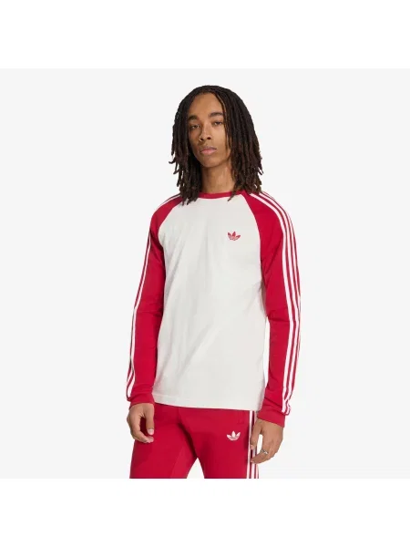 Ριγέ μακρύς μπλούζα Adidas Originals λευκό