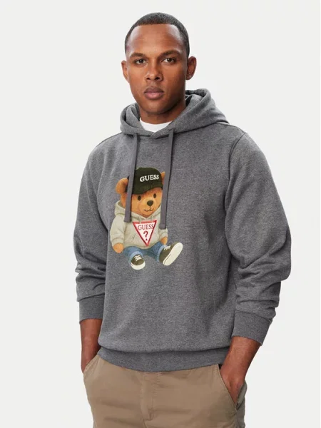 GUESS Sweater majica TEDDY BEAR sepija / melange / crvena / crna siva