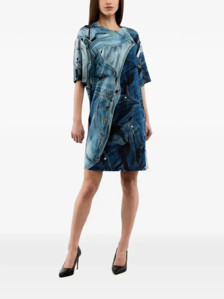 Scurt rochie din denim Moschino cu imagine albastru